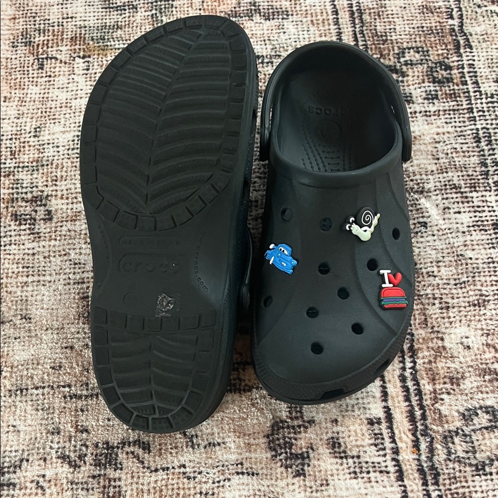CROCS Kids Black Water Shoes with Fun Charms